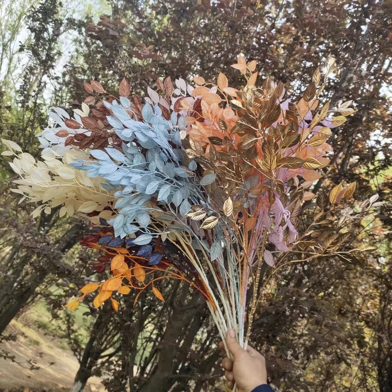 Plastic banyan leaves, artificial banyan leaves, realistic plant silk flower branches, tree branches for garden engineering landscaping, artificial leaf substitutes