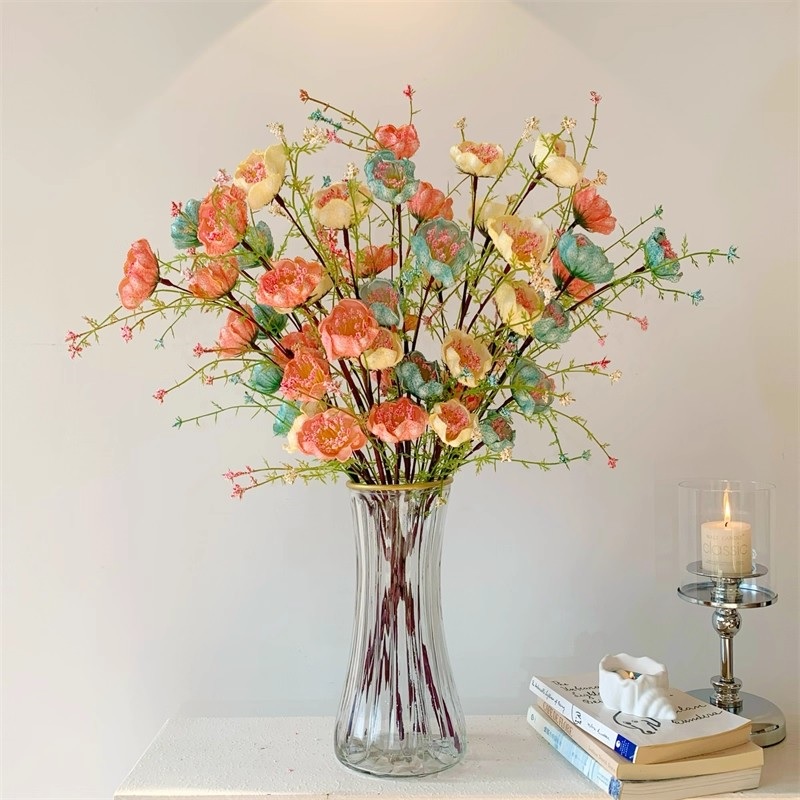 Simulated azalea flower arrangement, dried flower, living room decoration, table flower, butterfly flower art, artificial flower bouquet